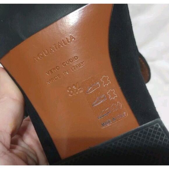 Aquatalia Carmeline Black Suede Loafer Size 8.5 Healed Black Loafer Slip On - Picture 9 of 10